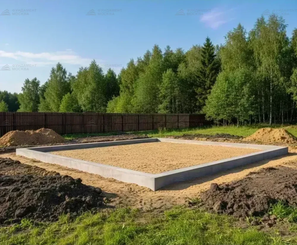 Монолитный ленточный фундамент 12x12 м